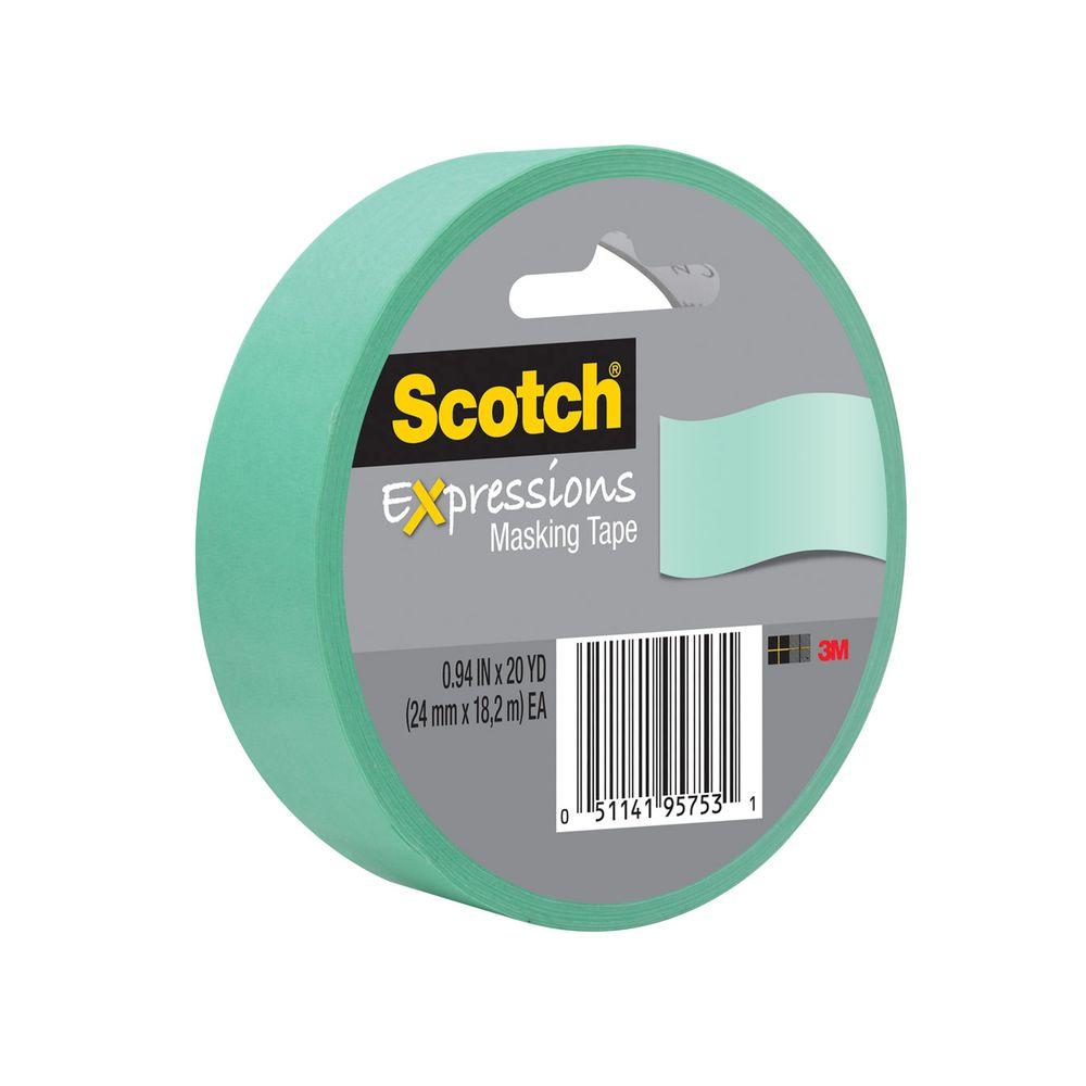 3M Scotch 0.94 in. x 20 yds. Mint Green Expressions Masking Tape (Case of 36)3437MNT The