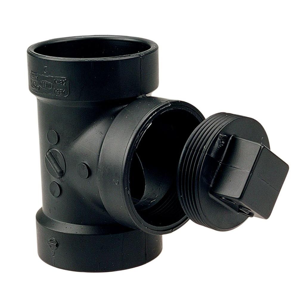 3 inch ABS DWV Hub x Hub x Cleanout Test Tee