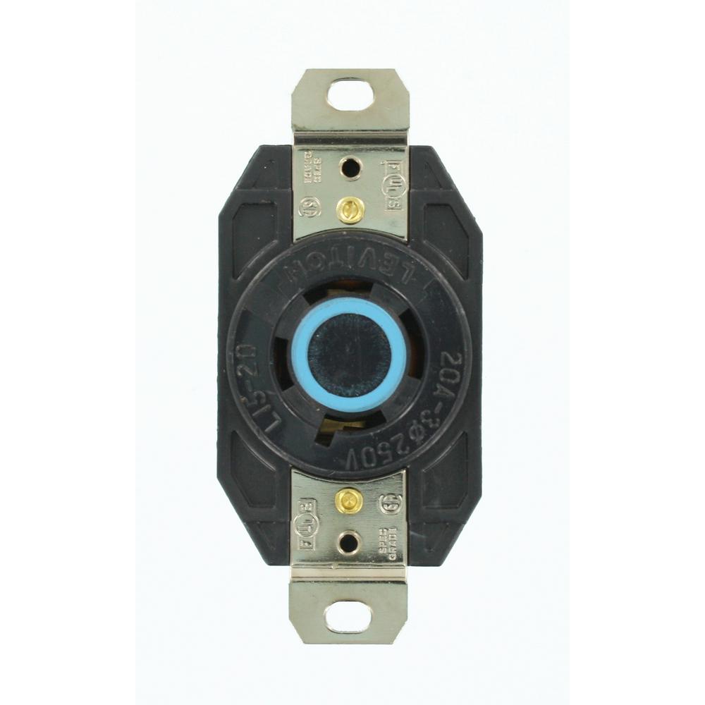 Leviton 20 Amp 250-volt 3-phase Flush Mounting Grounding Locking Outlet Black-2420
