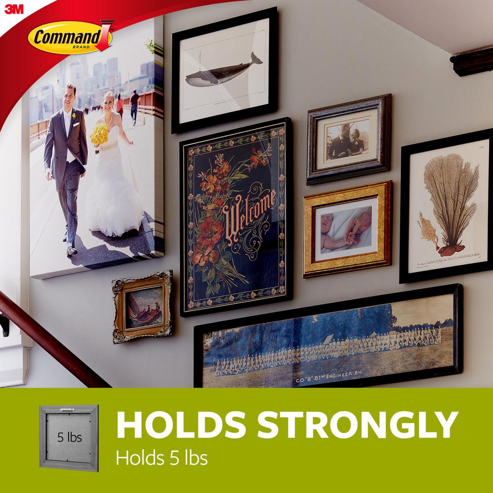 17047-ES Indoor Use Command Large 5 lb Capacity Universal Frame Hanger 2 strips 2 frame stabilizer strips 1 hanger