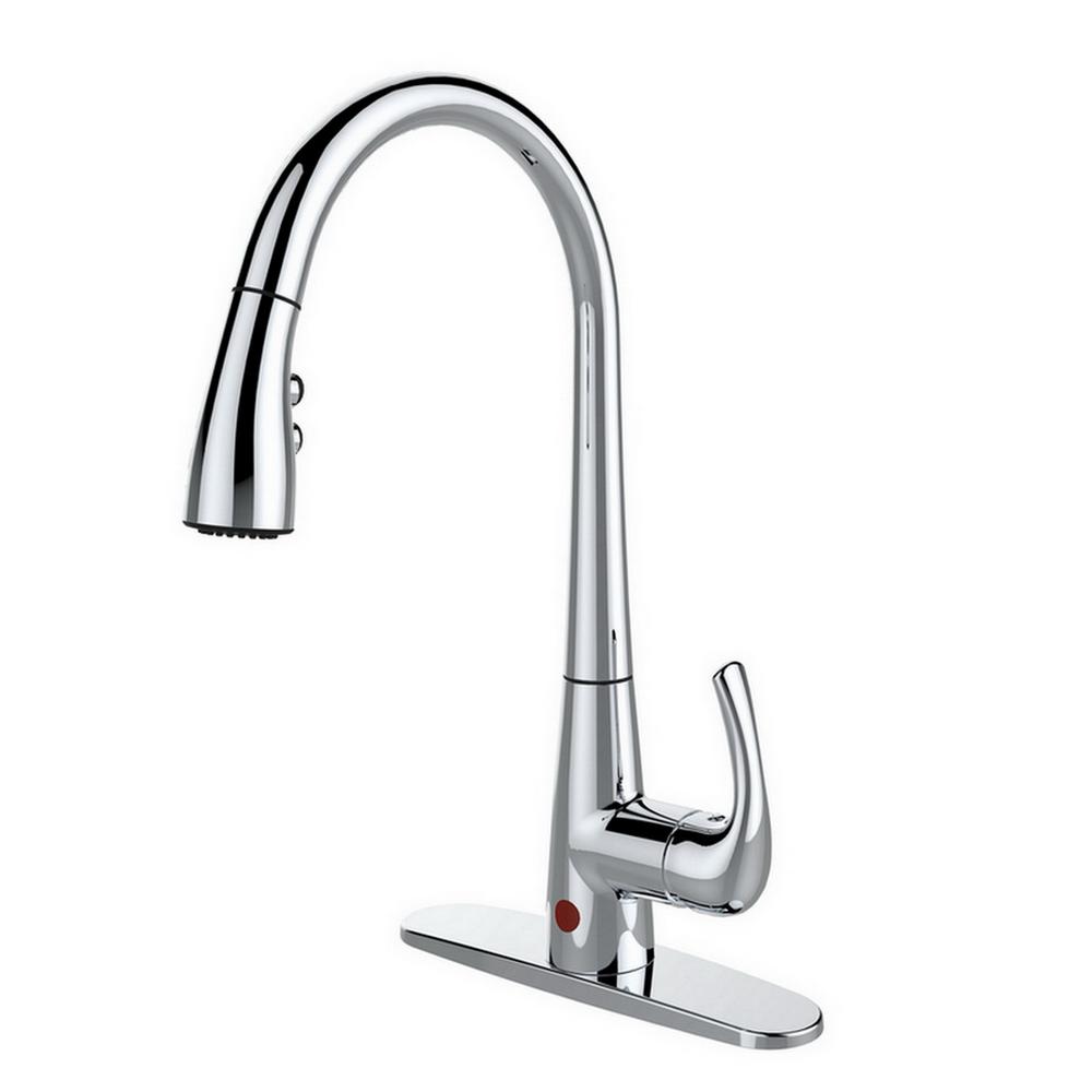 Runfine Single-Handle Pull-Down Sprayer Kitchen Faucet, Hands-Free in Chrome by Runfine