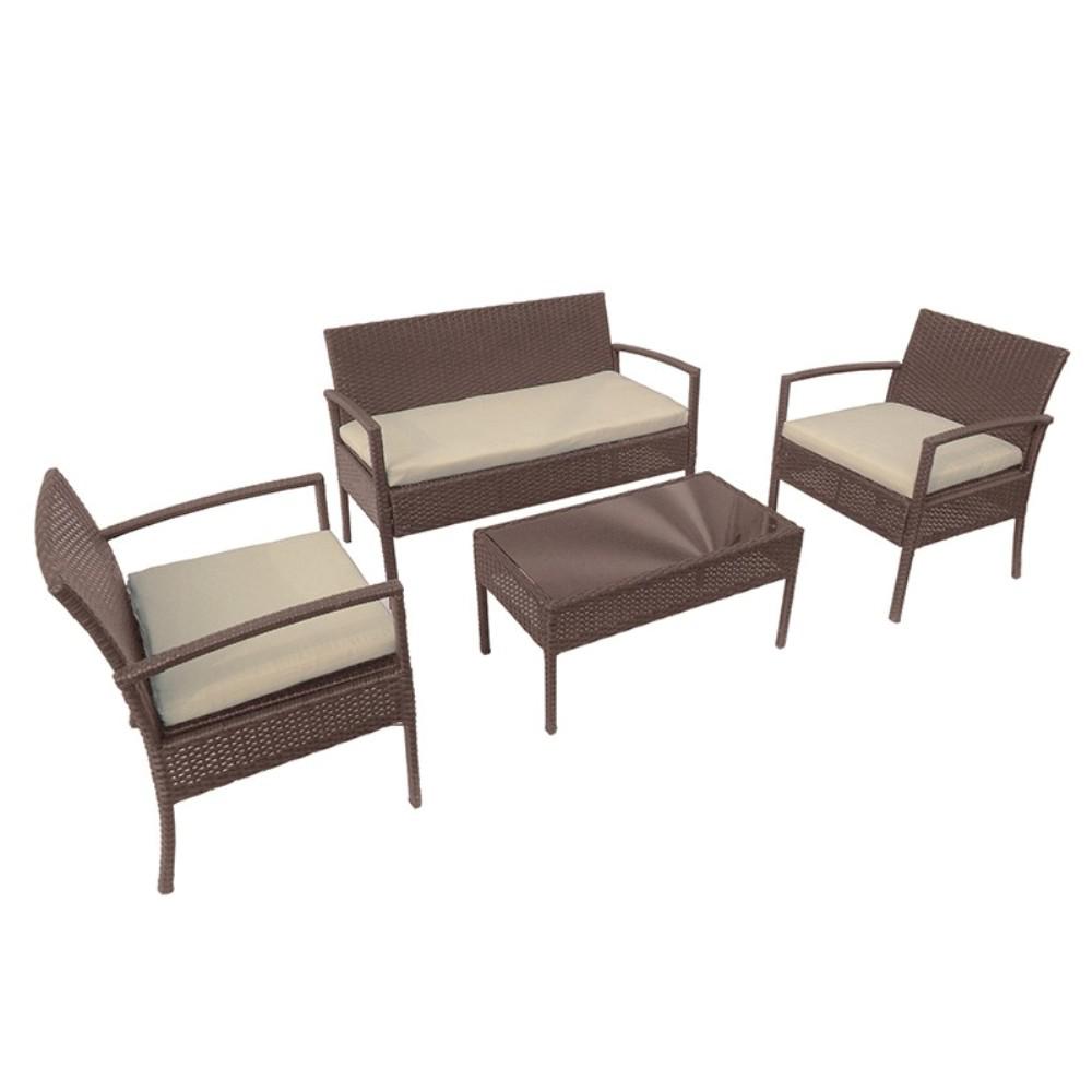 Aleko Linosa 4 Piece Rattan Furniture Set In Brown Rtfs7502brb Hd Linosa 4 Piece Rattan Furniture Set In Brown