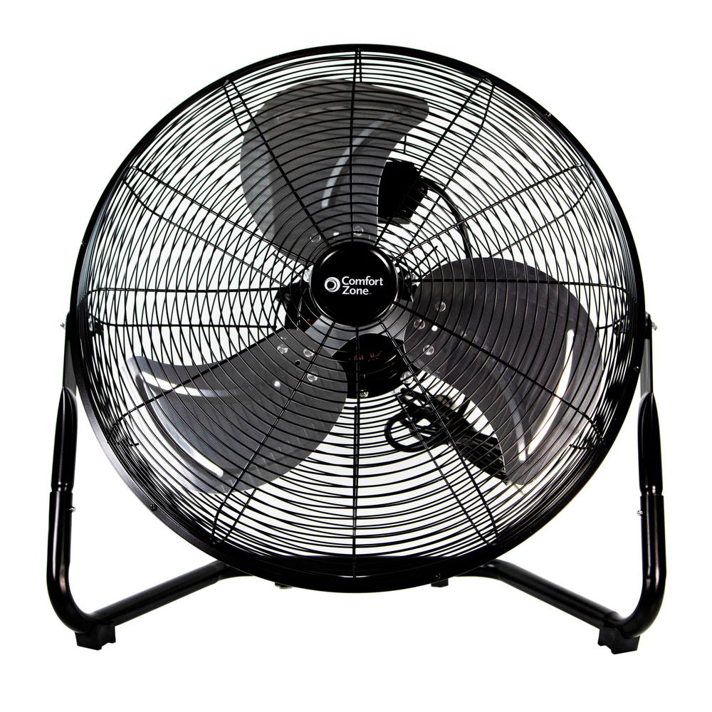 Comfort Zone Powergear 20 in. 3-Speed Black High Velocity Fan with ...