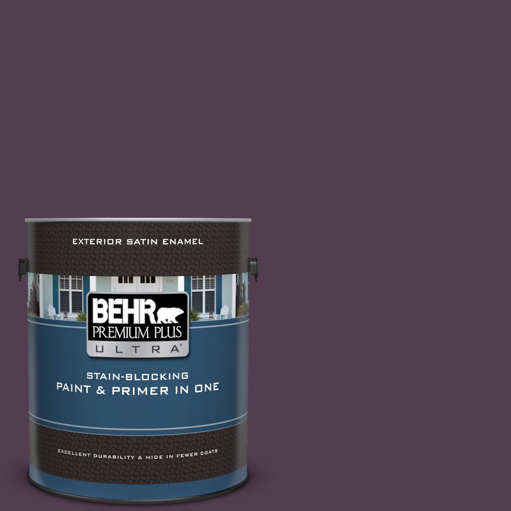 Behr Premium Plus Ultra 1 Gal Ppu17 02 Oriental Eggplant Satin Ppu17 02 Oriental Eggplant Satin Enamel Exterior Paint And Primer In One
