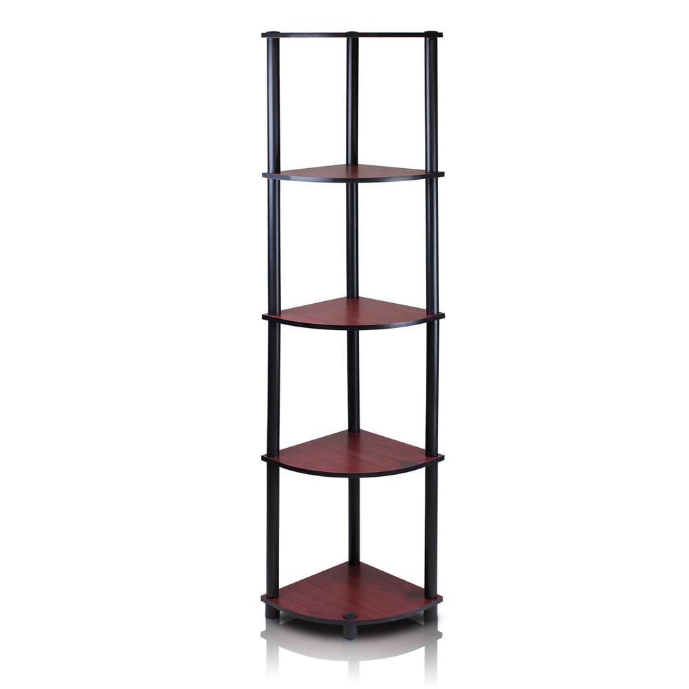 Furinno Turn-N-Tube 5 Tier Corner Display Rack Multipurpose Shelving Unit Dark Cherry & Black - 57.7 x 11.6 x 11.6 in.