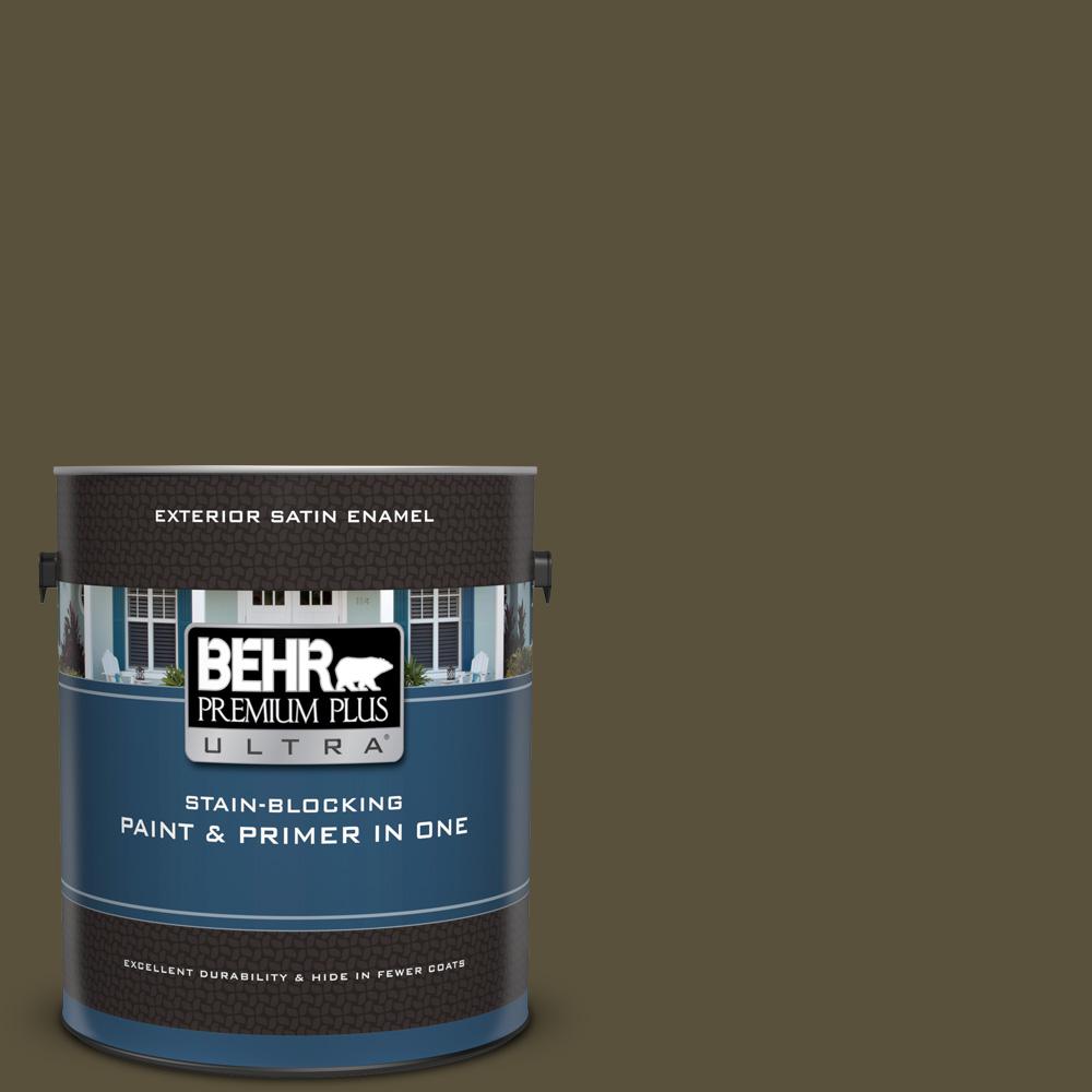 Behr Premium Plus Ultra 1 Gal S H 730 Eagle Rock Satin Enamel Exterior Paint And Primer In One
