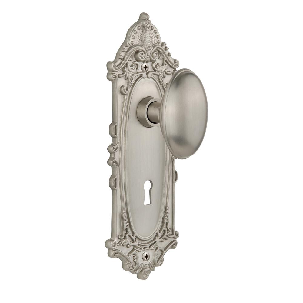 Mortise 2.25 Satin Nickel Nostalgic Warehouse Victorian Plate with Keyhole Homestead Knob