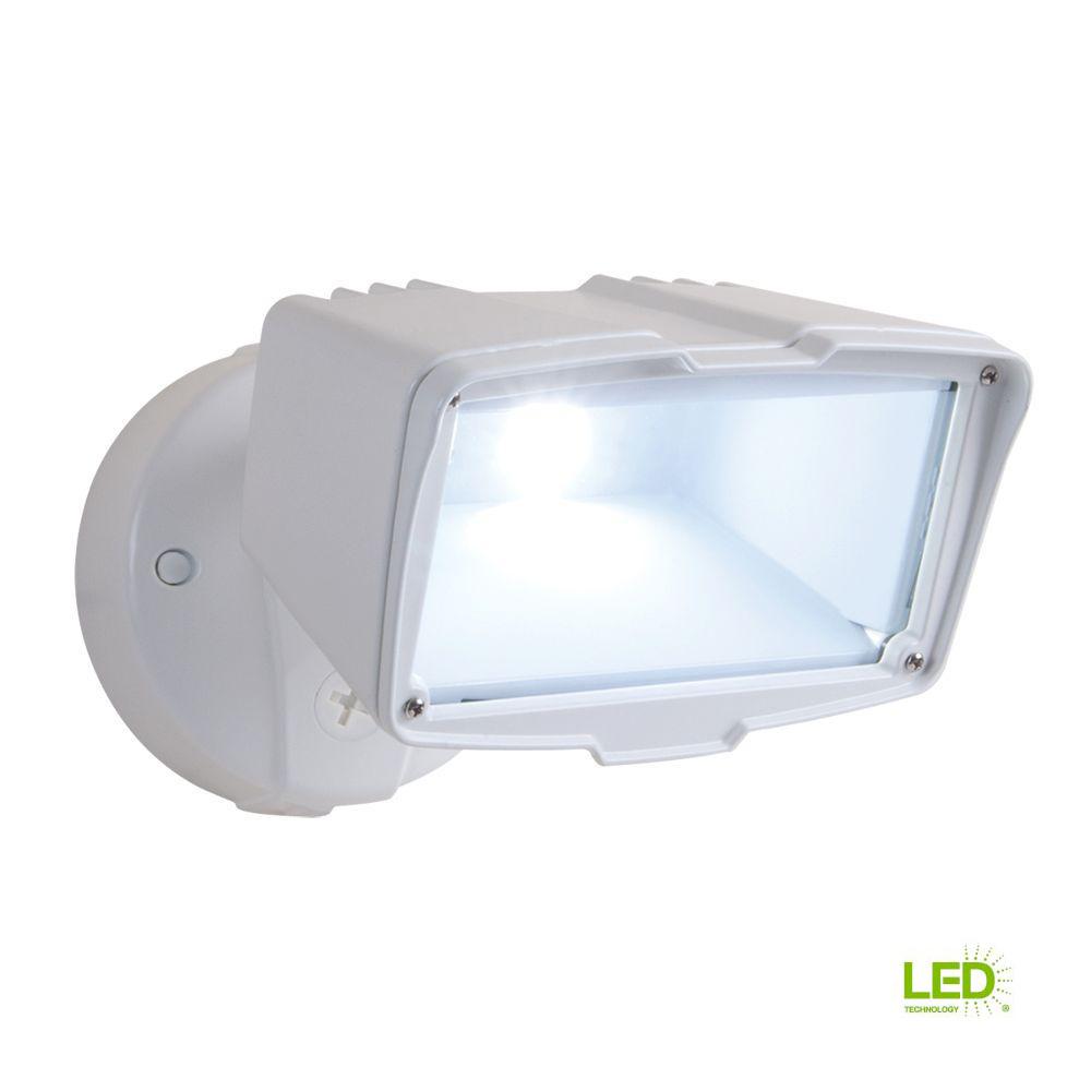 All Pro White Outdoor Integrated Led Large Single Head Security All Pro White Outdoor Integrated Led Large Single Head Security Flood Light With 1900