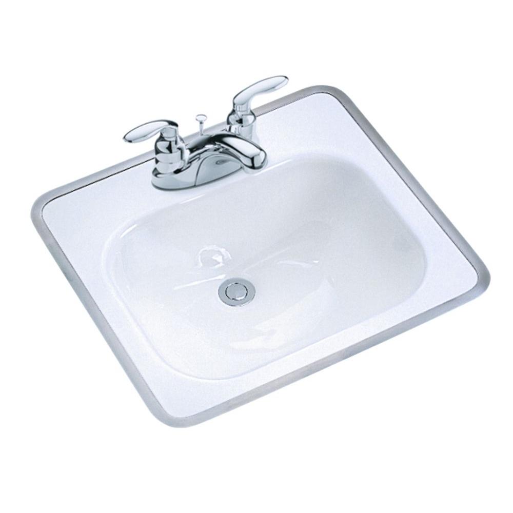 Kohler Tahoe Drop In Cast Iron Bathroom Sink In White With Overflow Drain