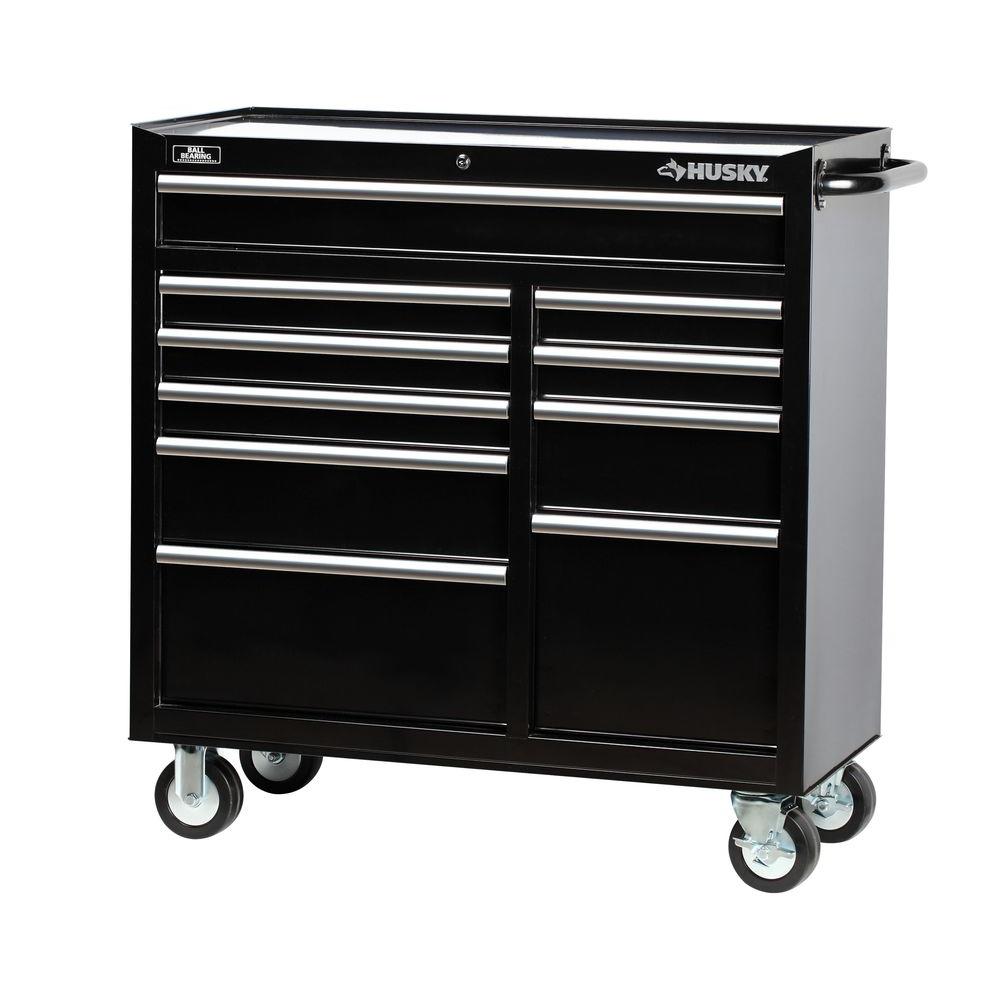 Husky 41 in. 10-Drawer Tool Cabinet, Black-H4116TR - The ...