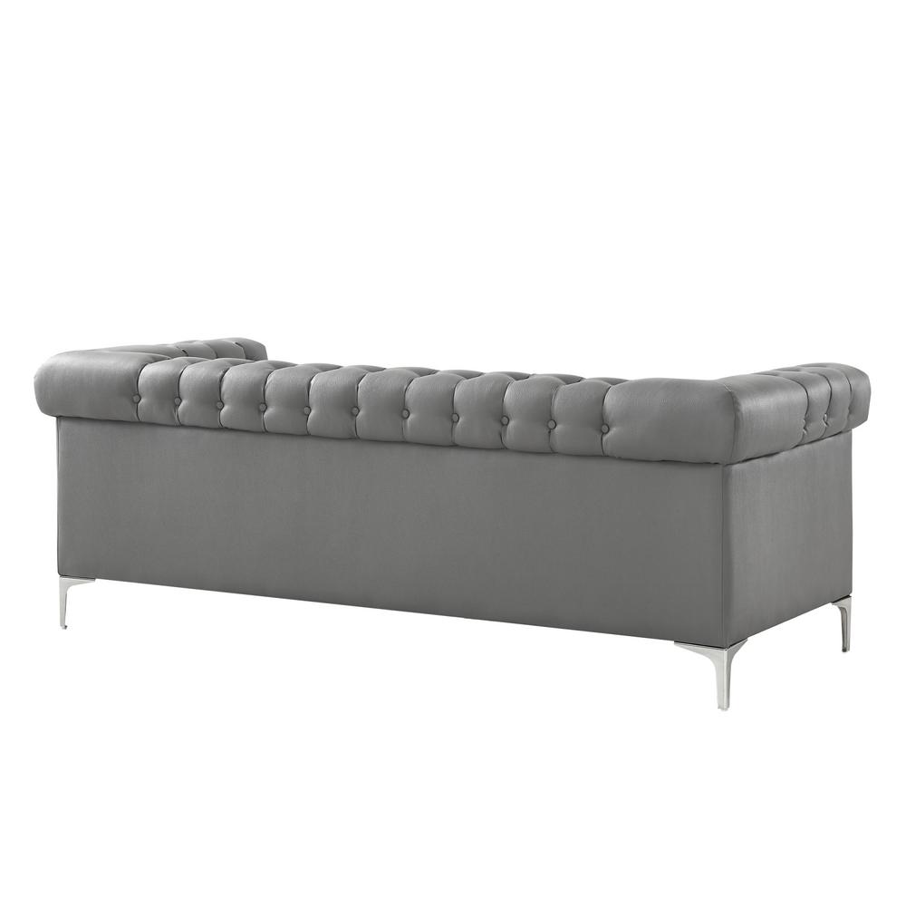 Inspired Home Ramona Grey Silver Pu Leather Sofa With On Ramona Grey Silver Pu Leather Sofa