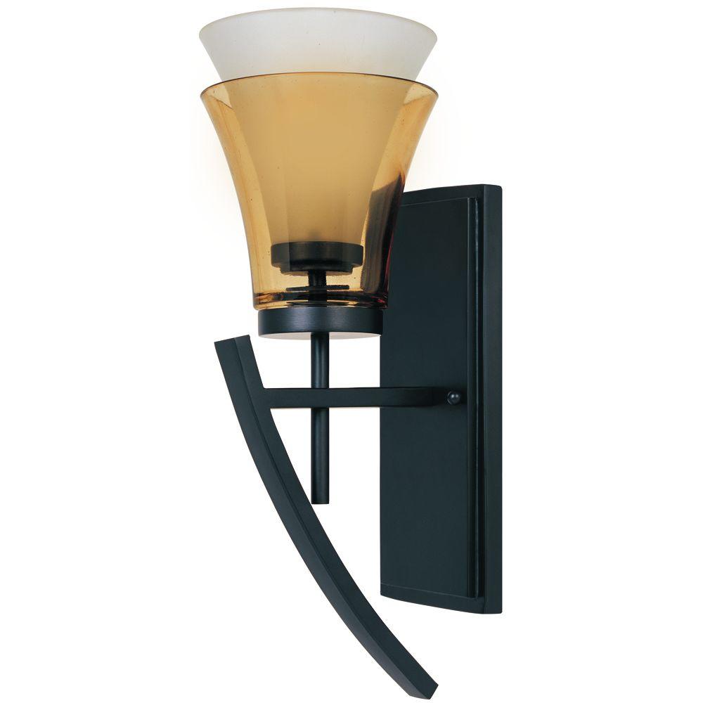 Designers Fountain Majorca 1 Light Oil Rubbed Bronze Wall Mounted Sconce With Clear Champagne And Frosted White Shade Designers Fountain Majorca 1 Light Oil Rubbed Bronze Wall Mounted Sconce With Clear Champagne And Frosted White Shade