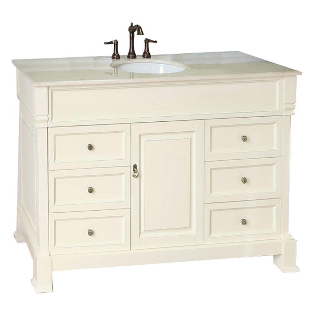 Cream Marble Bathroom Vanities Bath The Home Depot Single Vanity In Cream White With Marble Top