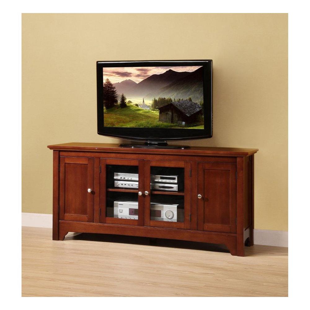 Walker Edison Furniture Company Carver Walnut Brown Entertainment