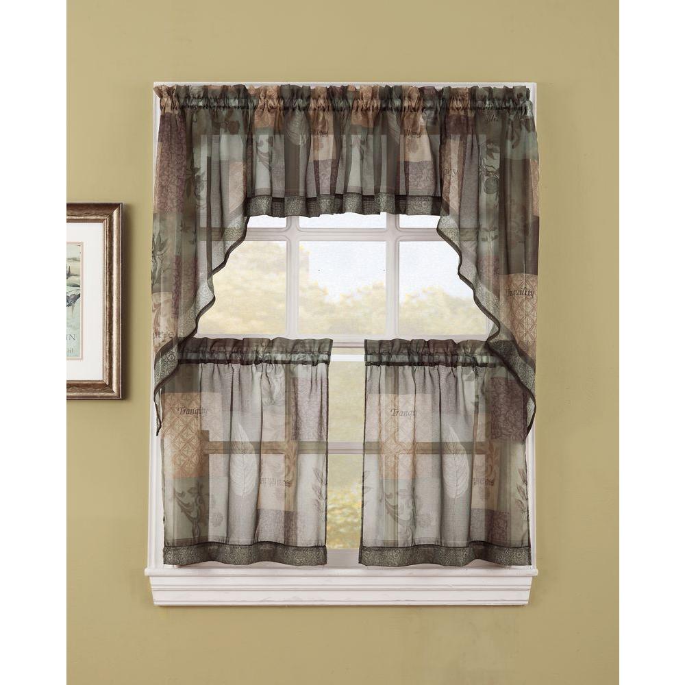 Lichtenberg Sheer Sage Green Eden Printed Textured Sheer Kitchen
