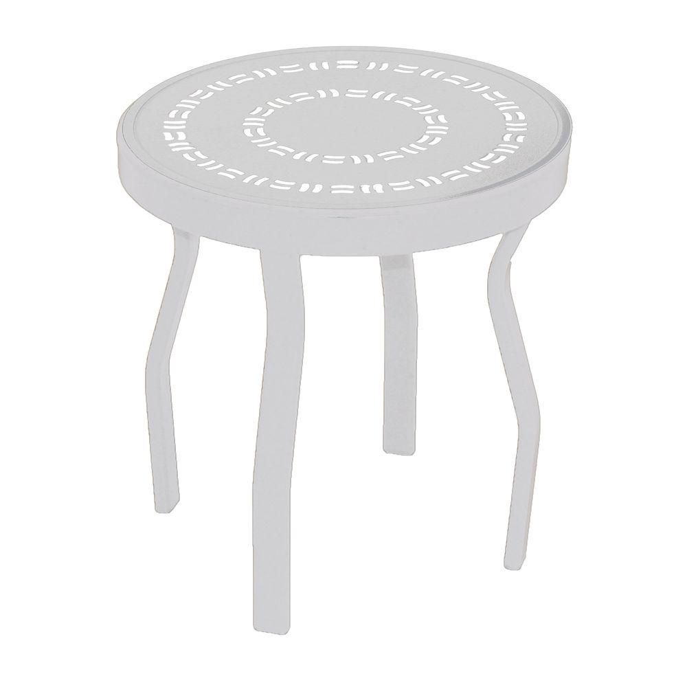 Tradewinds 24 In White Cast Aluminum Commercial Patio Occasional White Round Commercial Aluminum Patio Side Table