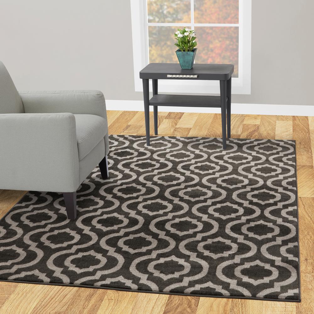 Diagona Designs Jasmin Collection Charcoal Grey And 7 Ft 10 In X 9 Moroccan Trellis Area Rug