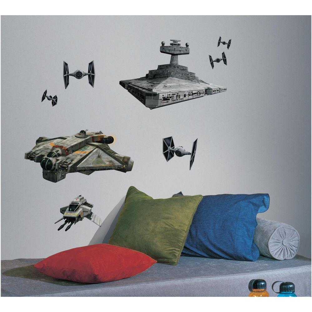 RoomMates 5 in. x 19 in. Star Wars Rebel and Imperial Ships 9Piece Peel and Stick Giant Wall