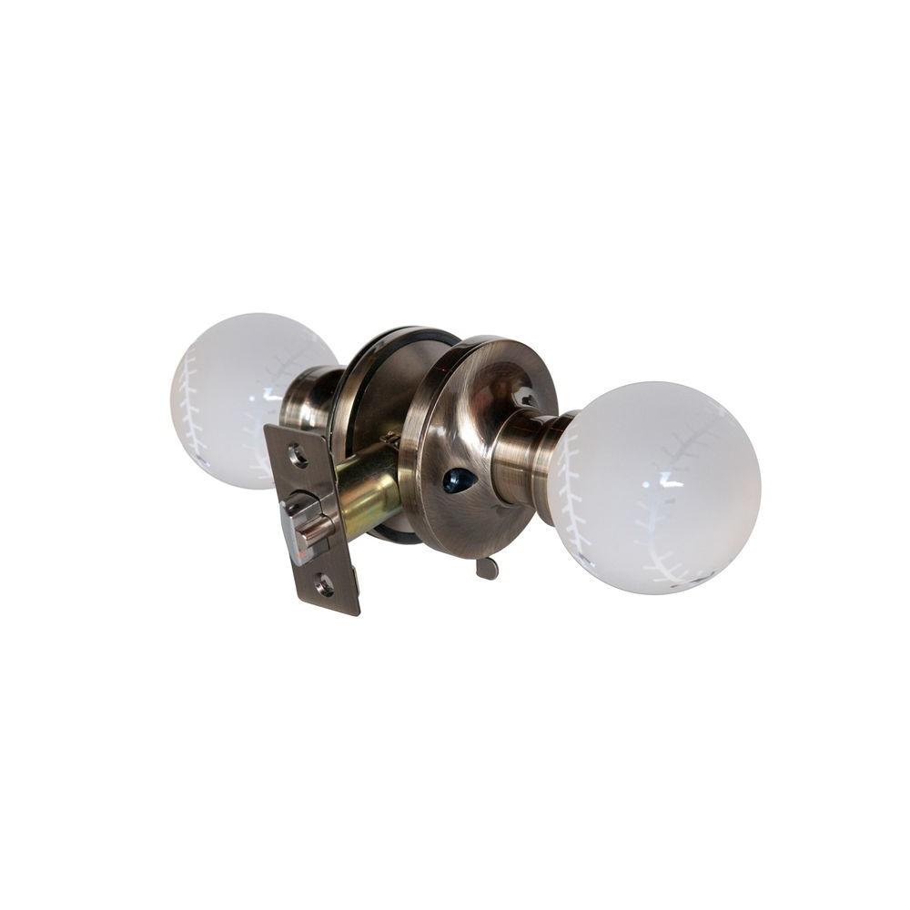 Krystal Touch of NY Baseball Crystal Antique Brass Privacy Bed/Bath Door Knob... by Krystal Touch of NY