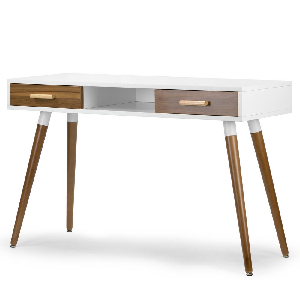 Homestar Zenaida White Wood and Metal Desk with 3-Drawer Z1810396 - The ...