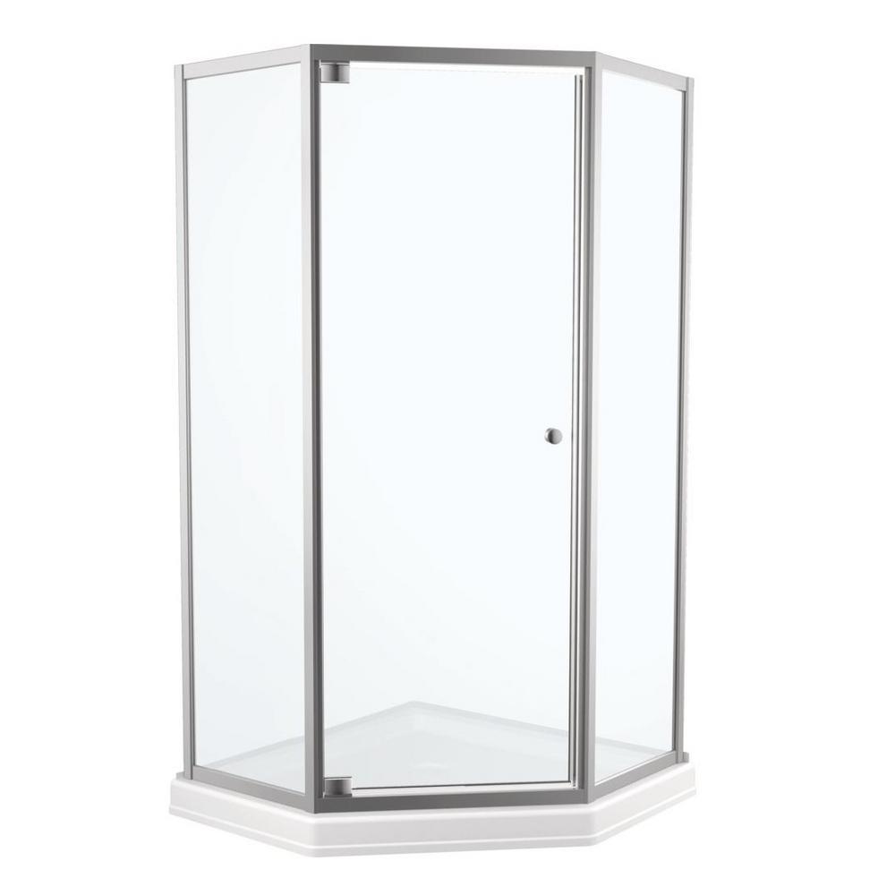 Delta 38 In X 70 Framed Neo Angle Pivot Shower Door Framed Neo Angle Pivot Shower Door In Stainless With 38 Base White