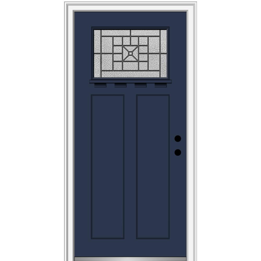 MMI Door 32 in. x 80 in. Courtyard LeftHand 1Lite Decorative Craftsman 2Panel Painted
