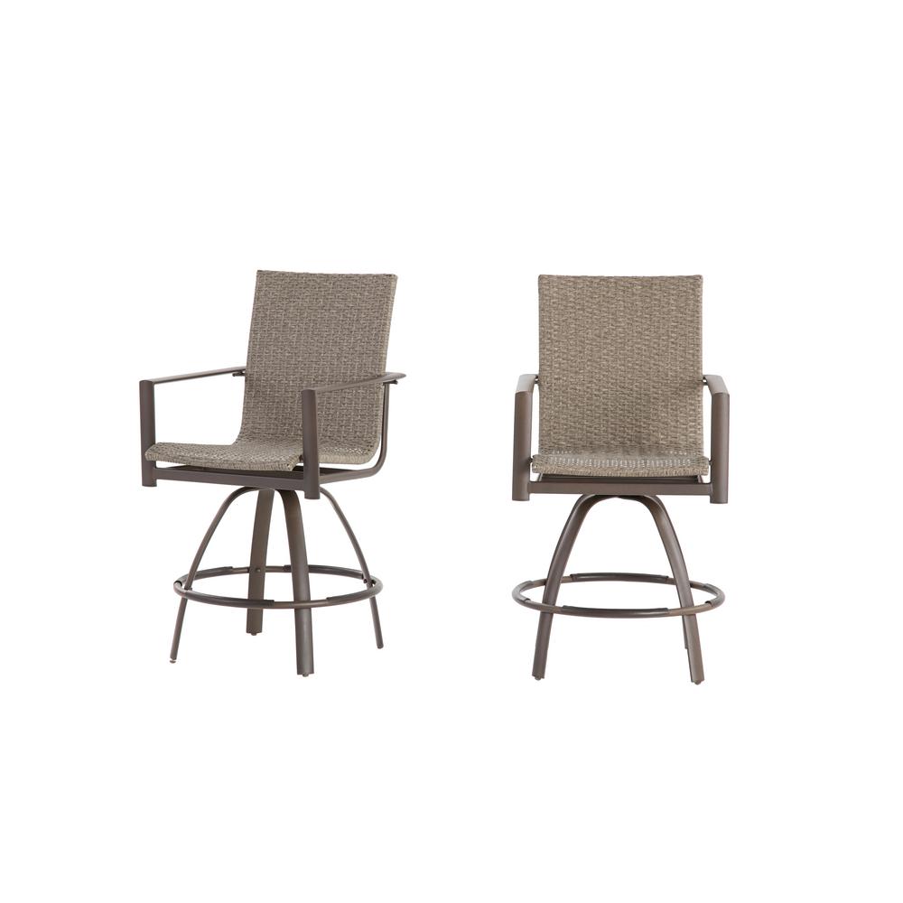 Hampton Bay Beckham 2 Pack Swivel Wicker Balcony Height Outdoor