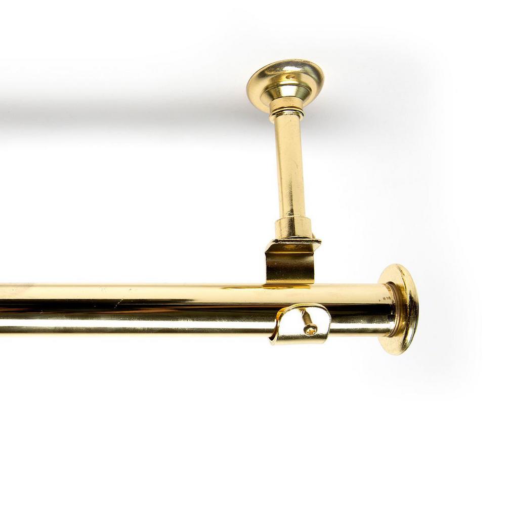 Roomdividersnow 56 In 108 In Hanging Single Curtain Rod With Brackets In Gold