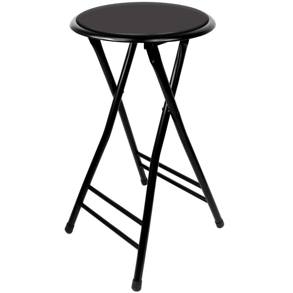 Trademark Home 24 In Black Cushioned Folding Stool 300lb Weight Black Cushioned Folding Stool 300lb Weight Limit Hw0200148 The Home Depot