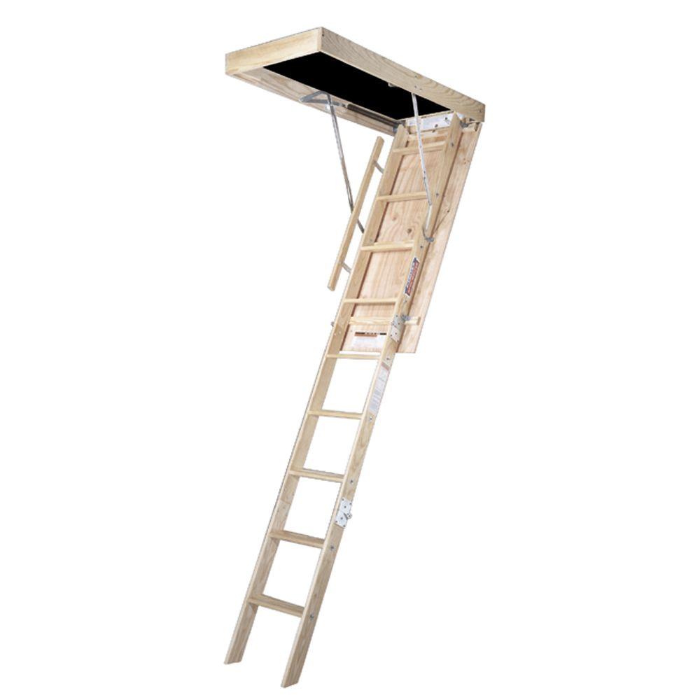 WERNER 8 ft., 25 in. x 54 in. Wood Attic Ladder with 250 lb. Maximum Load CapacityW2508 The