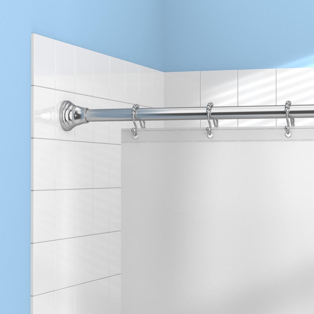 Zenna Home 72 In Tension Decor Shower Rod And 12 Double Roller