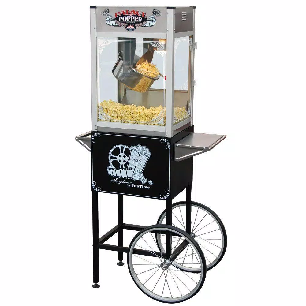 Photo 1 of (BENT/DENTED FRAME&LEGS; SCRATCHED) Palace 16 oz. Hot Oil Stainless Steel Popcorn Popper Machine with Cart