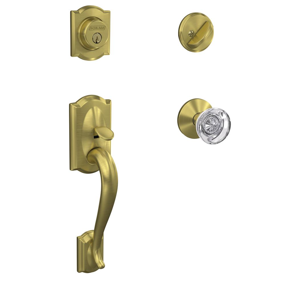 Schlage Custom Camelot Satin Brass Single Cylinder Door Handleset