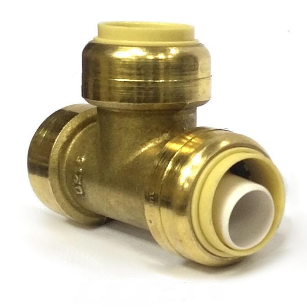 1/2 in. Brass Push Connect Plumbing Fitting Tee (10-Pack)-440223 - The