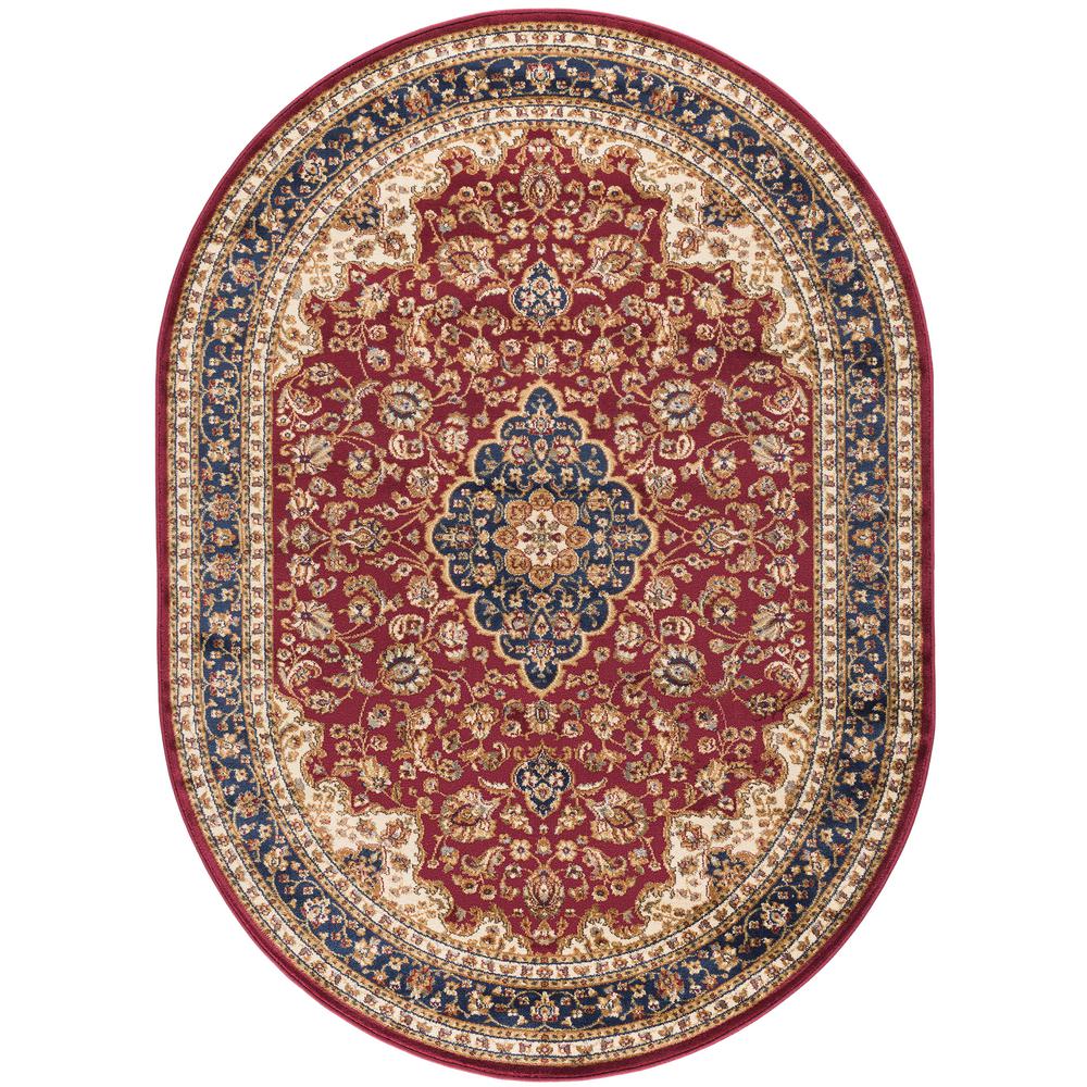 Tayse Rugs Sensation Red 5 ft. 3 in. x 7 ft. 3 in. Oval Traditional