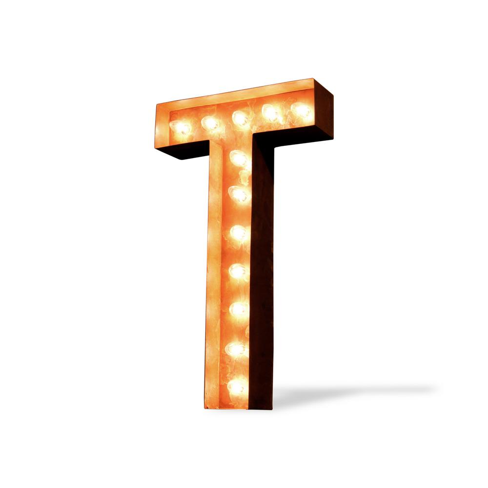 TrekShops 24 in High Rusted Steel Alphabet Letter T Plug In TrekShops 24 in High Rusted Steel Alphabet Letter T Plug In