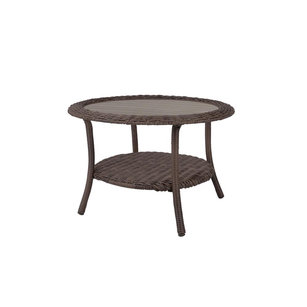 Hampton Bay Megan Grey AllWeather Wicker Patio 36 in. Large Round