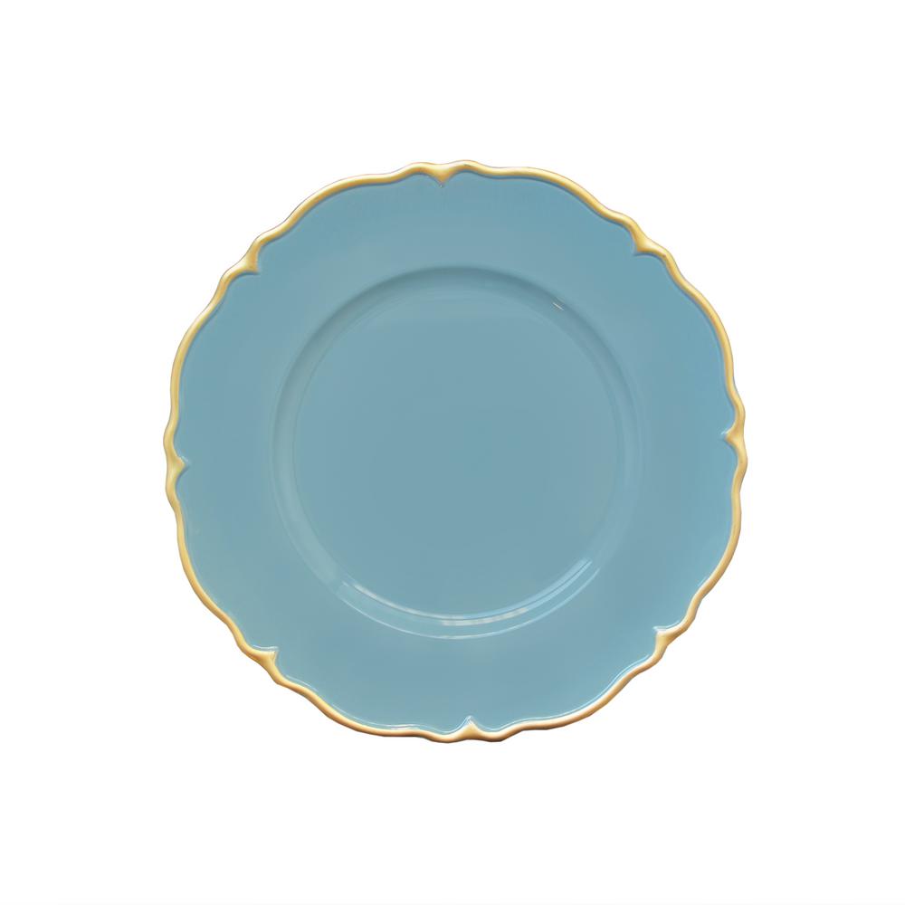 Elle Decor Blue Melamine Charger Plates With Gold Scallop 4 Pack