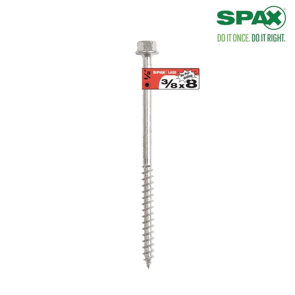SPAX 3/8 in x 8 in. Powerlag Hex Drive Washer Head Zinc Coated Lag