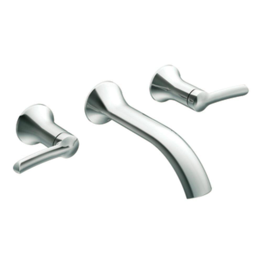 Moen Fina Wall Mount 2 Handle Low Arc Bathroom Faucet Trim Kit In