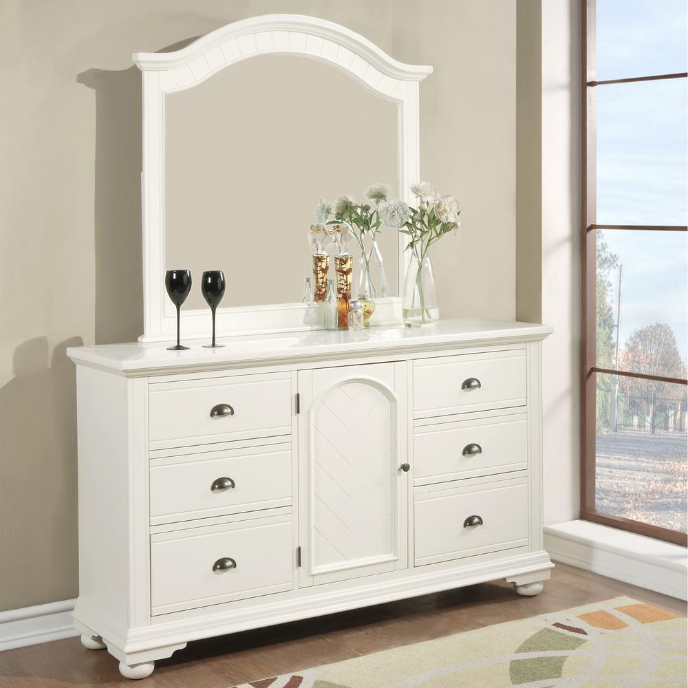 Addison 6 Drawer Dresser With Mirror In White Bp700drmr The Home