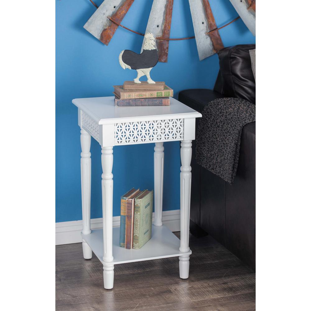 Litton Lane Vintage Square White Side Table With Decorative Panels