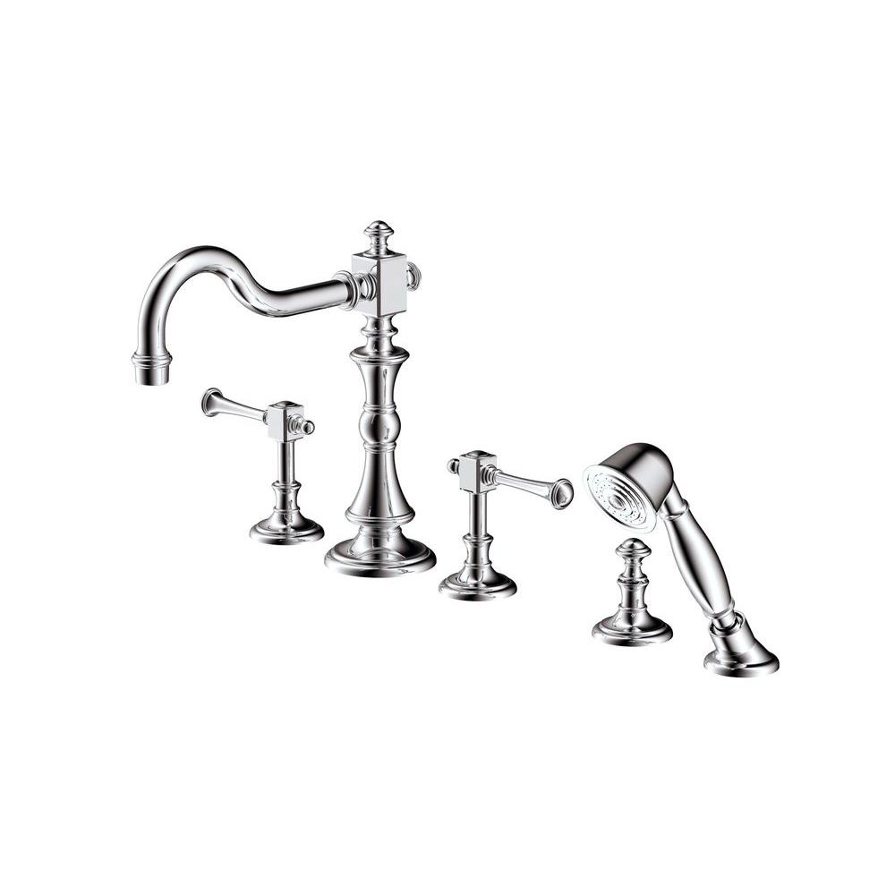 Universal Tubs Majesty 3Handle DeckMount Roman Tub Faucet with Hand
