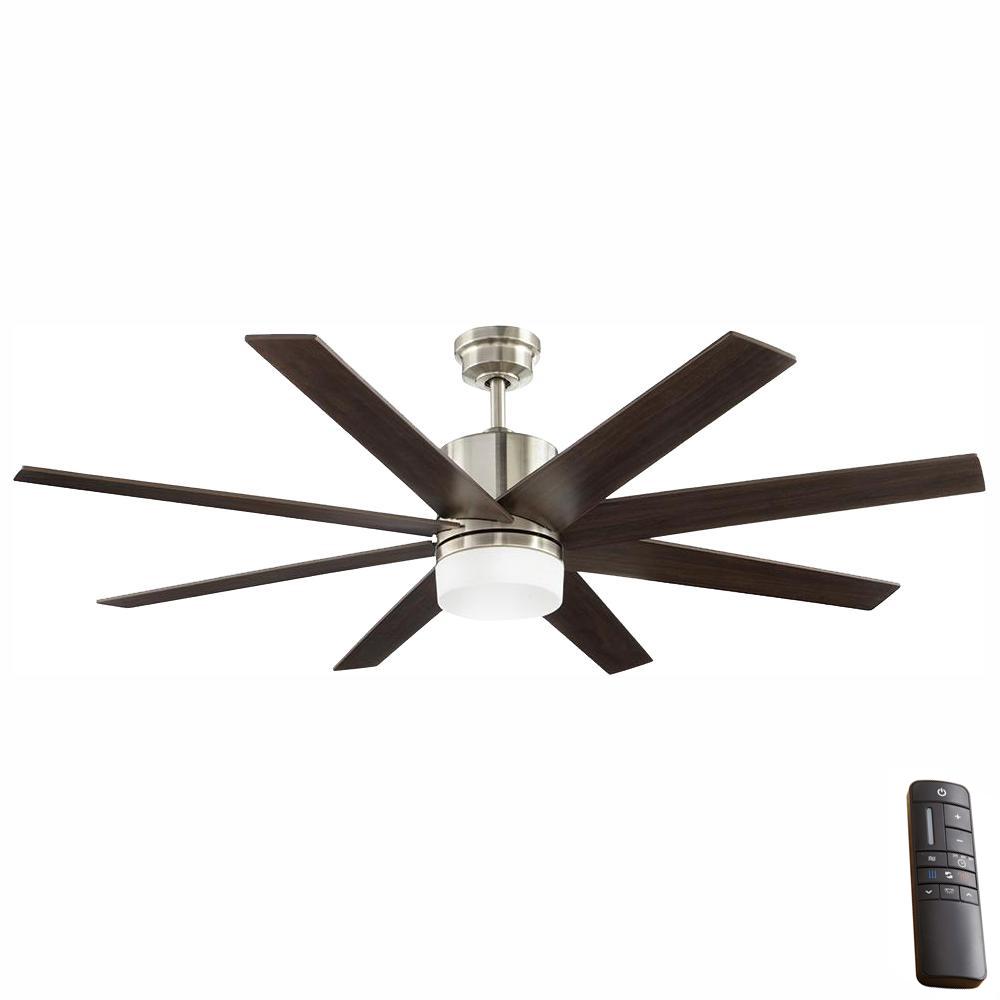 60 In Indoor Zolman Pike Integrated Led Dc Brushed Nickel Ceiling Fan With Light Kit And Remote Control