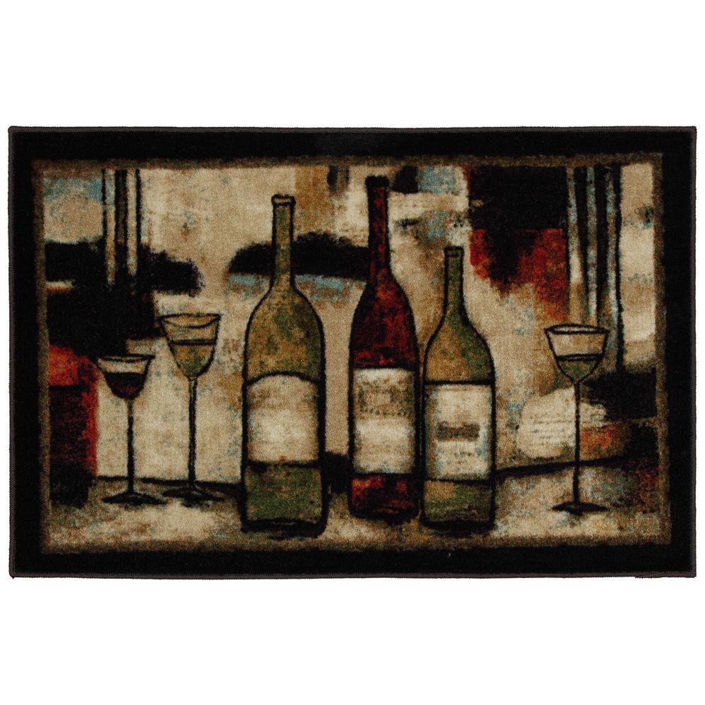 Mohawk Home Wine and Glasses 2 ft. 6 in. x 3 ft. 10 in. Kitchen Rug