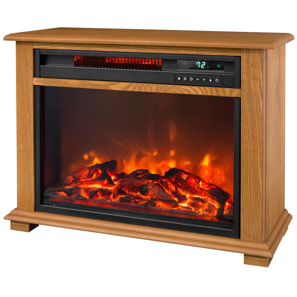 Lifesmart 28.5 inch Portable Fireplace Heater with Decorative Mantel Trim by Lifesmart