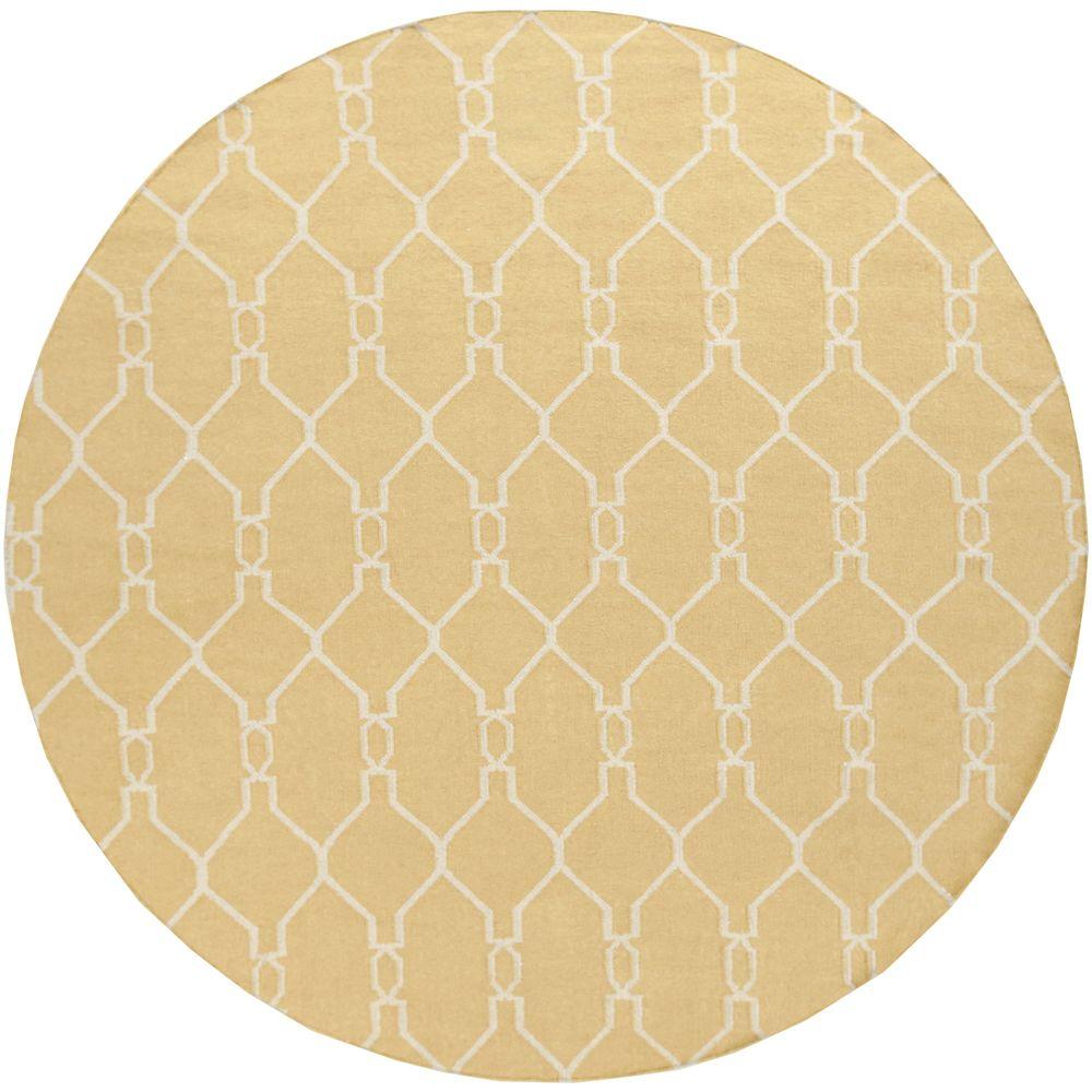 Surya Jill Rosenwald Yellow 8 ft. x 8 ft. Flatweave Round Area Rug