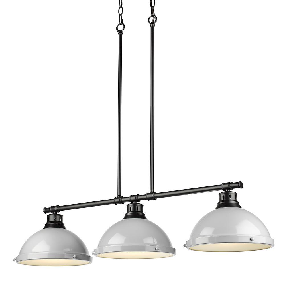 Golden Lighting Duncan 3 Light Black Pendant With Gray Shade 3602 Duncan 3 Light Black Pendant With Gray Shade