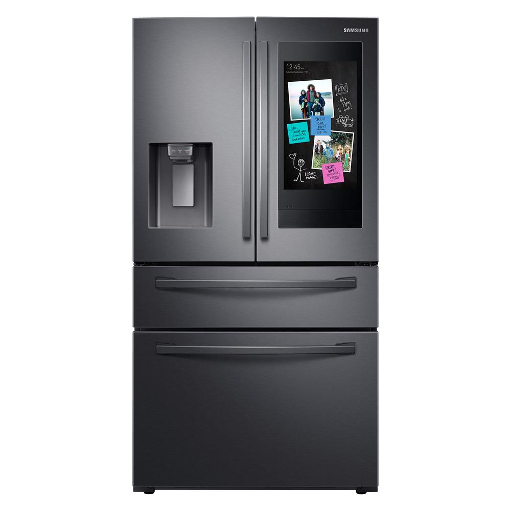 Samsung 27.7 cu. ft. Family Hub 4-Door French Door Smart Refrigerator in Fingerprint Resistant Black Stainless Steel was $3899.0 now $2797.2 (28.0% off)