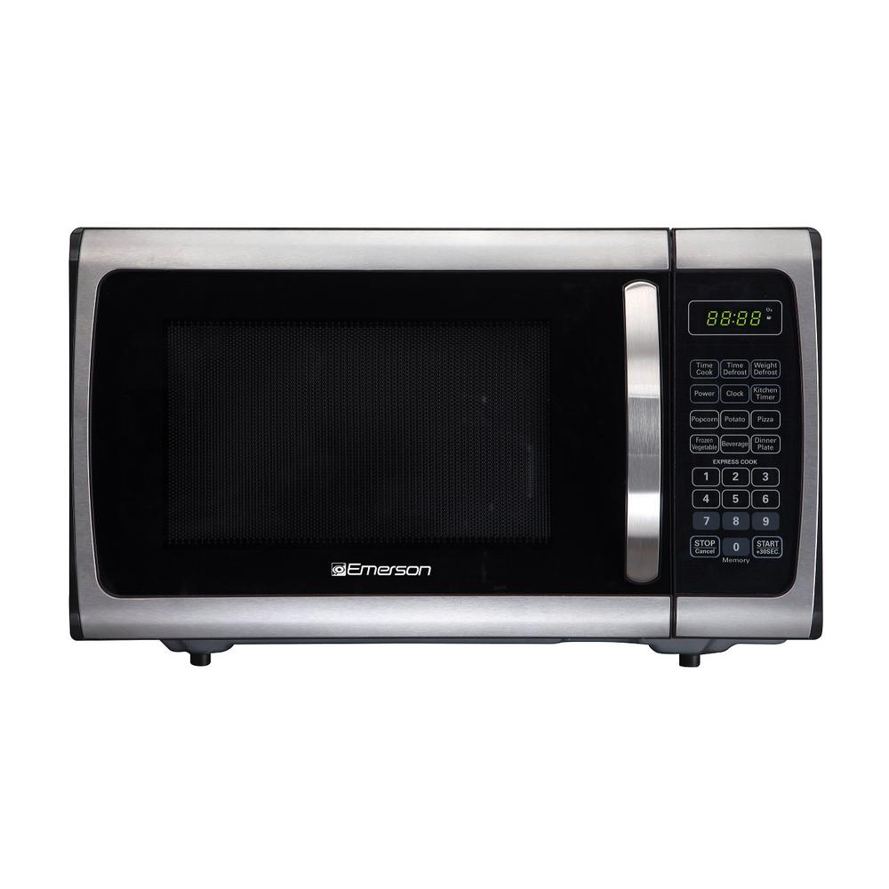 Emerson 0 9 Cu Ft 900 Watt Countertop Microwave Oven Stainless Steel Emerson 0 9 Cu Ft 900 Watt Countertop Microwave Oven Stainless Steel